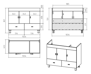 Напольная тумба под раковину Misty Дива 105см белый